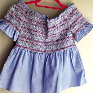 Off the Shoulder Crop Peplum Top